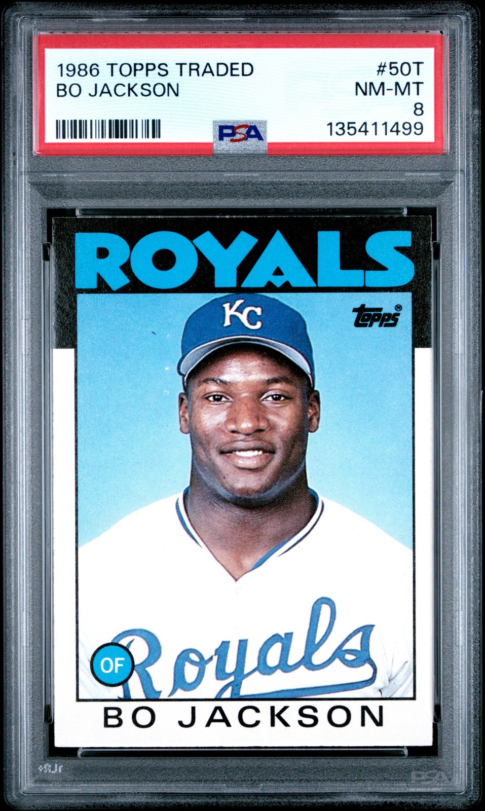 1986 TOPPS TRADED #50T BO JACKSON ROOKIE RC PSA 8