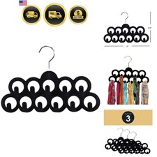 Velvet Scarf Storage Organizer for Closet Pack of 3, Black | by | Scarf Holde...