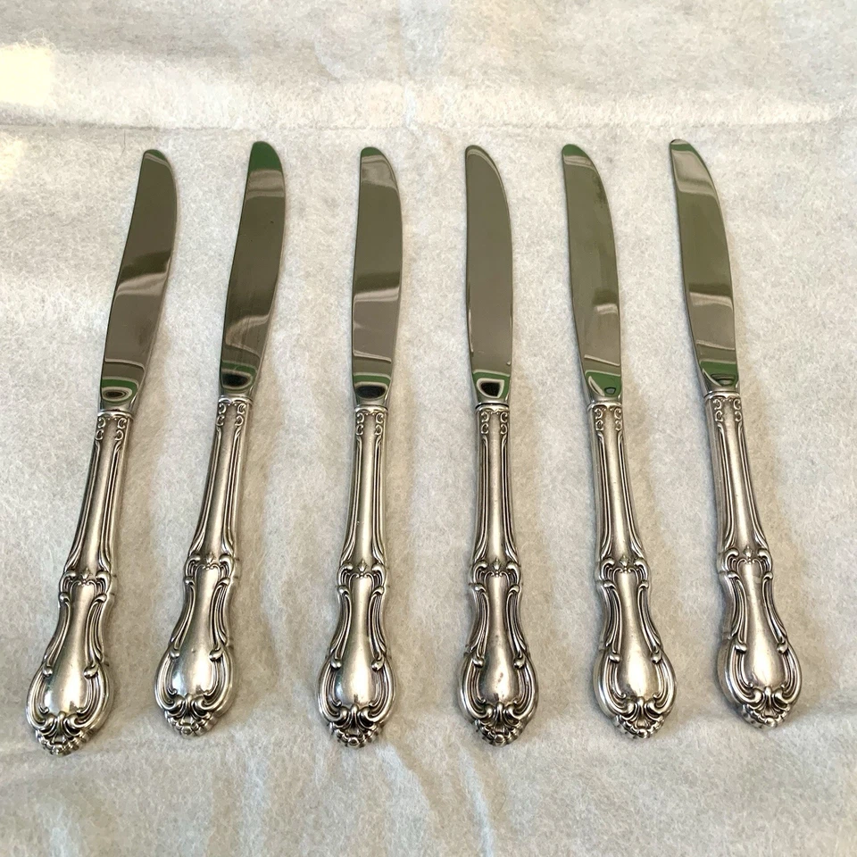 6 cuchillos de cena de plata esterlina huecos franceses Juana de Arco de 9 1/2 pulgadas Foto 2 de 4