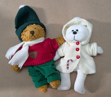 Lot of 2 March of Dimes Plush Holiday Bears - 2001 Sweety and 2003 Philip