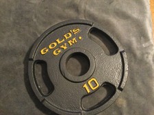 Very Nice Golds Gym 10 lb Vntg Olympic Barbel Weight 2+?Hole,Easy Grip,Sngl Plt.