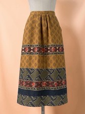 Vintage 70s Southwestern Skirt A-Line Midi Earth Toned Western Handmade USA SM