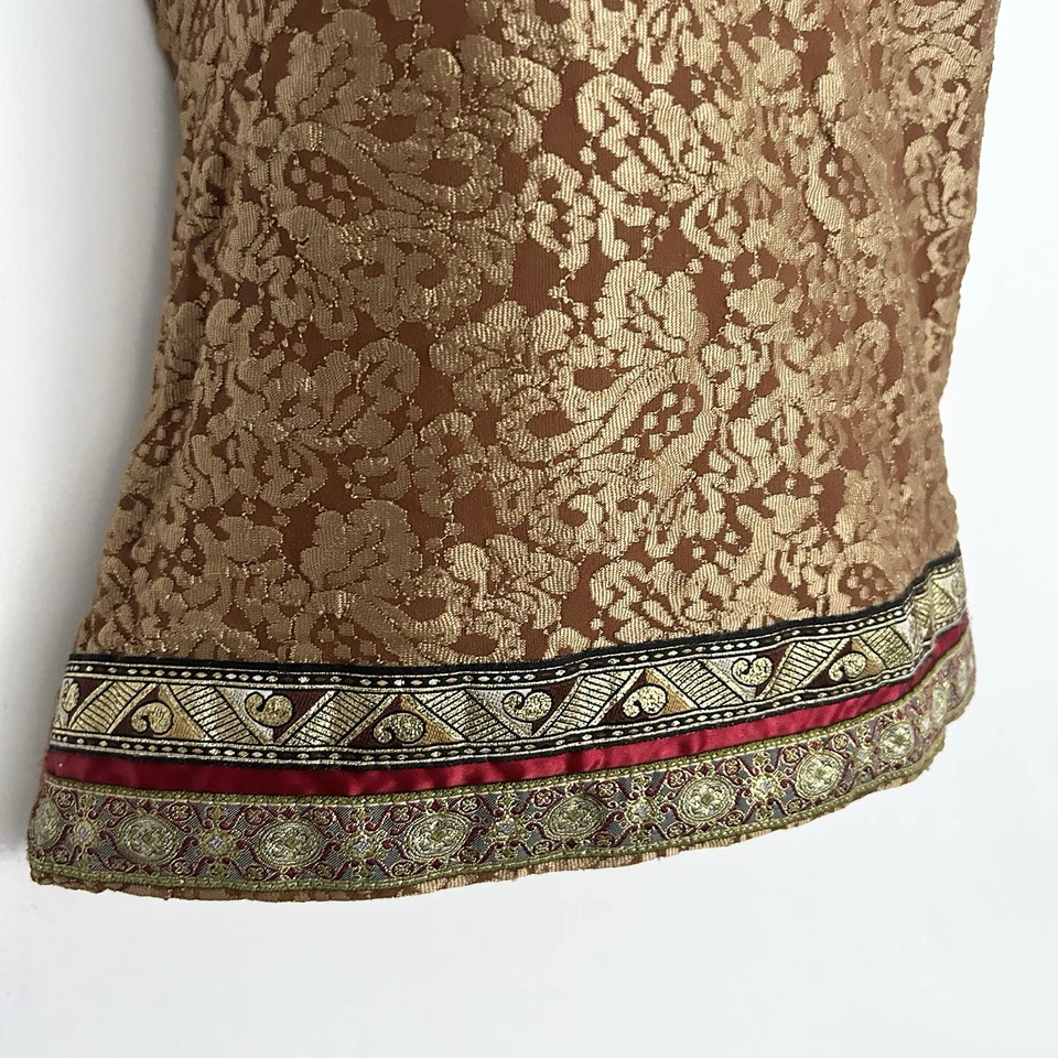 Camiseta sin mangas Y2K Boho Indie Jacquard pequeña elástica tapiz regencia ribete folclórico Foto 3 de 4