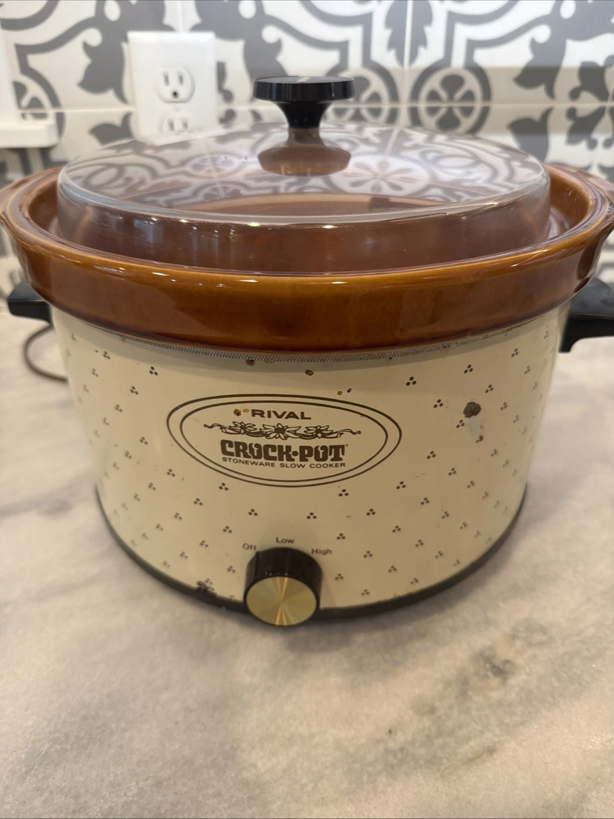 Rival Crock Pot Stoneware Slow Cooker Model 3350/2 Beige 5 Qt Tested Works