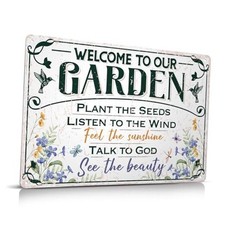 Welcome To Our Garden Metal Sign 12"x8" Outside Garden Welcome To Garden