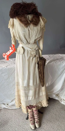 Victorian Antique Womens Whole Outfit 1800s Clothing