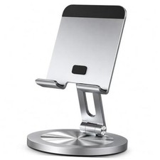 Phone Stand for Desk, 360 Rotating Dual Adjustable Foldable Cell 1 Silver