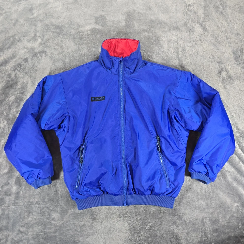 VTG Columbia Reversible Jacket Mens M Red Blue Full Zip Insulated Bomber - Image 3 of 4