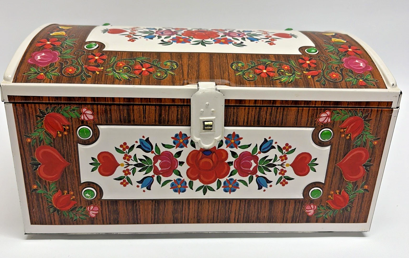 Vintage Schumann German Folk Art Tin Bread Box Floral Hearts Storage
Opens in a new window or tab