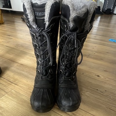 Steeds Damen Reit/  Schneestiefel 39 Schwarz Leder gefüttert Schnürung Wadenhoch