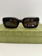 Guess Women s Black Rectangle Sunglasses Logo Arms UV Protection NWT