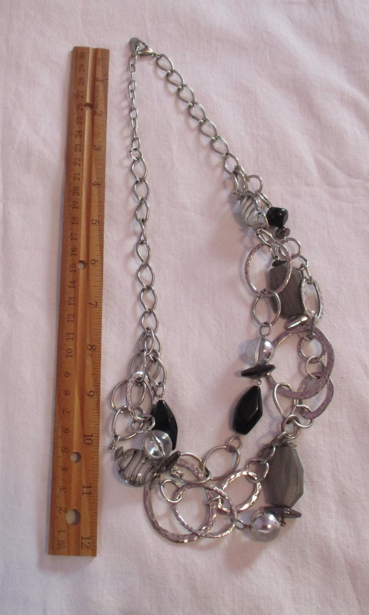 Ruby Rd Statement Necklace Silver Tone Chunky Cha… - image 7