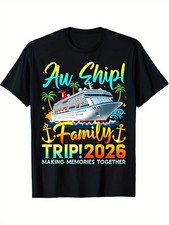 2026 Family Cruise Vacation Graphic T-Shirt Cruise Ship Palm Tree Tee