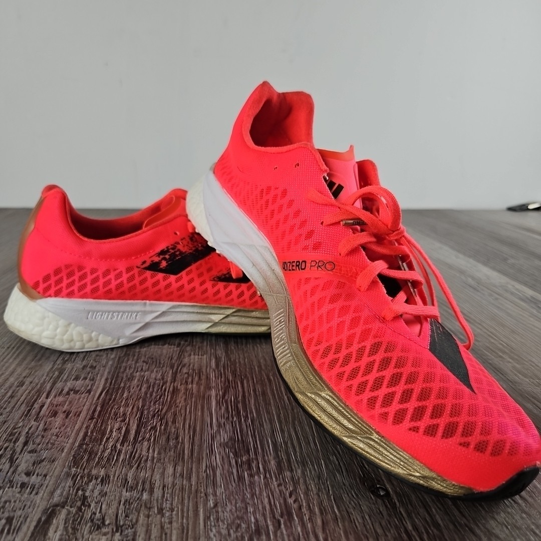 Adidas Adizero PRO Running Shoes FW9242 Signal Pink Black Gold Women's Size 9.5