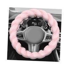 Fluffy Car Steering Wheel Cover, 15 Inch Anti-Slip Twisted Fuzzy Auto Pink