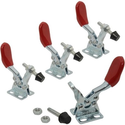 Horizontal Quick Release Toggle Clamp 4PCS 60lbs 27kg Antislip Silver Red Hand