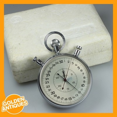 SLAVA Soviet USSR 65mm Mechanical Wind-up Pocket Split Stopwatch Rattrapante Box