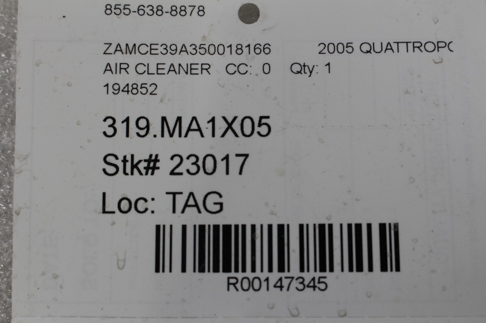 Maserati Quattroporte, Air Cleaner, Used, P/N 194852
