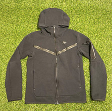 Nike Tech Fleece Men's S Black Full Zip Hooded Fleece Hoodie Pockets Swoosh