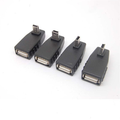 Schwarzer Rechtwinkliger Mini USB Stecker auf USB Buchse Adapter Anschlussnaben