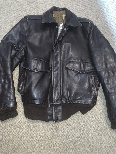 Vintage Schott A2 Fliegerjacke 38 braun Leder 70er siehe Bilder - Bild 1 von 13