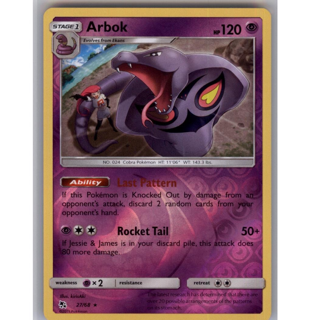 Arbok Reverse Holo Rare Hidden Fates 27/68 NM