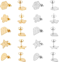 Unicraftale 24 StüCk 6 Stile Goldene Flache Runde Ohrstecker - Texturierte Ergeb