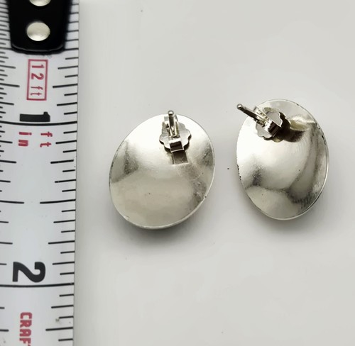 Pendientes ovalados vintage modernistas MCM de plata de ley con incrustaciones de ónix negro - 5,0 g - Imagen 4 de 4