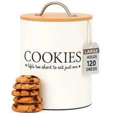 Cookie Jar with Airtight Bamboo Lid – 1.1 Gallon Cute and Decorative Cookie S...