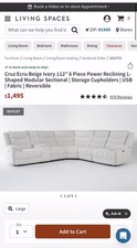 Cruz Ecru Beige Ivory 112” 6 Piece Power Reclining L-Shaped Modular Sectional 