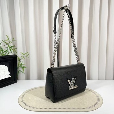 Louis Vuitton Twist MM Bag Black Epi Leather Silver Hardware Chain