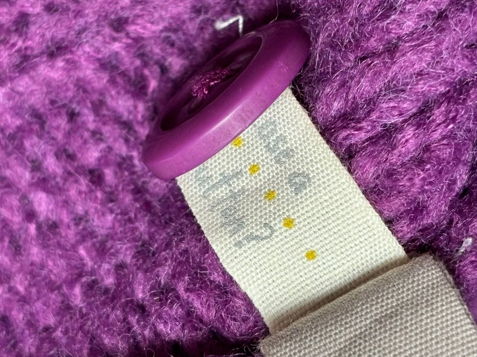 Cárdigan suéter tejido con cable mezcla de lana fósil para mujer talla L púrpura con botones  Foto 4 de 4