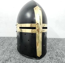 Medieval Bascinet Knight Helmet 18g Steel Black Armor Cosplay Reenactment