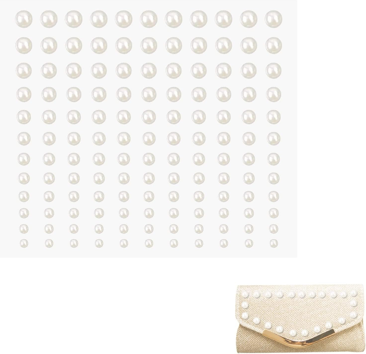 Pearl Stickers| 330 Pcs Flat Back Face Pearl Hair Pearls Stick on Pearl Self-Adh