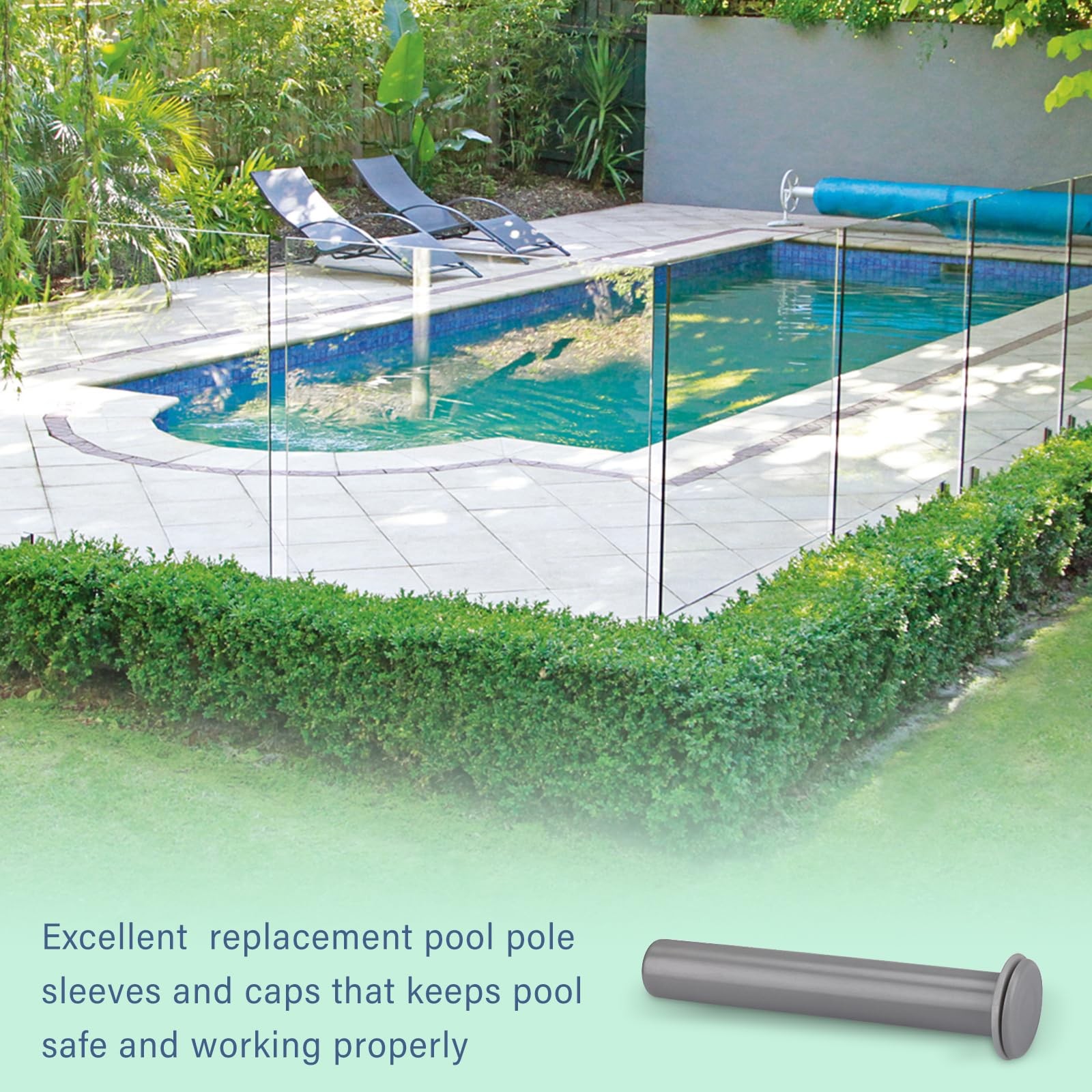 10 Pack Gray Sleeve and Cap Set for Pool Fence DIY Safety Fence Poles,178-G5 ...