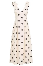 Zimmerman Crush V Neck Midi Dress Cream/black Dot