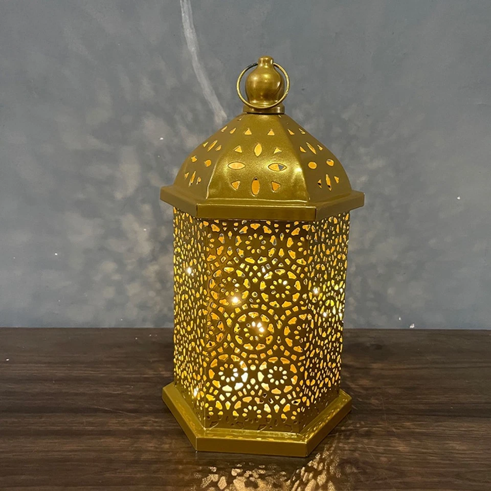 Linternas metálicas efecto latón estilo marroquí pequeñas medianas grandes decoración colgante Foto 2 de 4