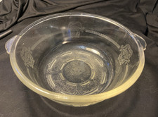 Glasbake 8โ Casserole Dish Etched Poppy Flower Made In USA Vintage Dings/scratch