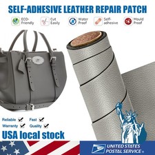 Self Adhesive Vinyl Faux Leather Fabric Repair DIY Patch for Car seat Sofa Grey