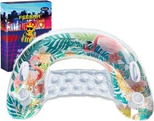 Image of Luxury Vibrant Flamingo Inflatable Pool Lounger With Glitter - Cup Holders