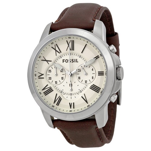 Fossil FS4735 Grant Brown Leather White 
