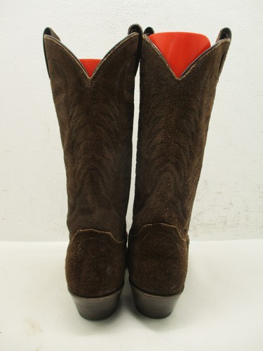 Justin Brown Suede Pull On Cowboy Boots Womens Sz 6.5 B Style L4916 - Picture 7 of 10
