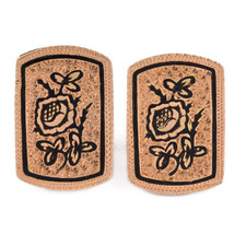 Antique Taille d'Epargne Cufflinks or Collar Shirt Studs Buttons Black Enamel