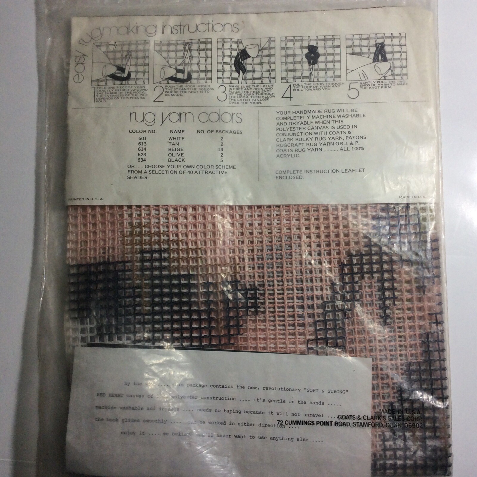 Vintage Red heart Latch Hook Rug Pattern 6625 Canada Geese In Flight 20