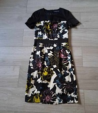 French Connection Black Floral Stretch Cotton Pencil Dress Wiggle Smart Work UK8