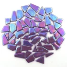 Iridescent Magenta Purple Odd Cut Shaped Glass Mosaic Tile -25 Tiles - size vary