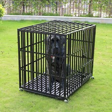 Outdoor Cage Escape Proof Pet Dog Crate Strong Metal Kennel House Large Tray