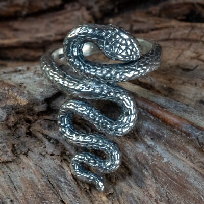 Schlangenring .925 Sterling Silber Python verstellbare Größen M-Z + Reptil