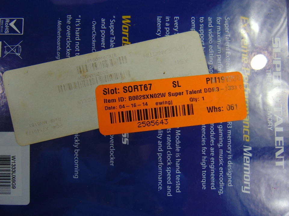 DDR3 Kit W1333UX6G9  STT D3 1333 6G(3x2G) Kits Please review photos - Image 4 of 4