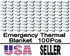 100 Pcs Medical Emergency Thermal Blanket Mylar Trauma Military Survival Silver